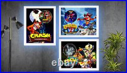 Crash Bandicoot PS1 Trilogy Gaming Art Disc Display 11 By 14 Frame