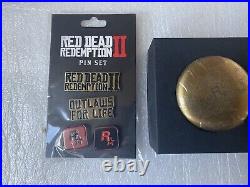 Red Dead Redemption 2 PROMO Shot Glass + Pin Badges Promotional PS4/Xbox One