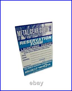 Super Rare Metal Gear Solid 2 Promotional Promo Pre-Release Reservation Form MGS